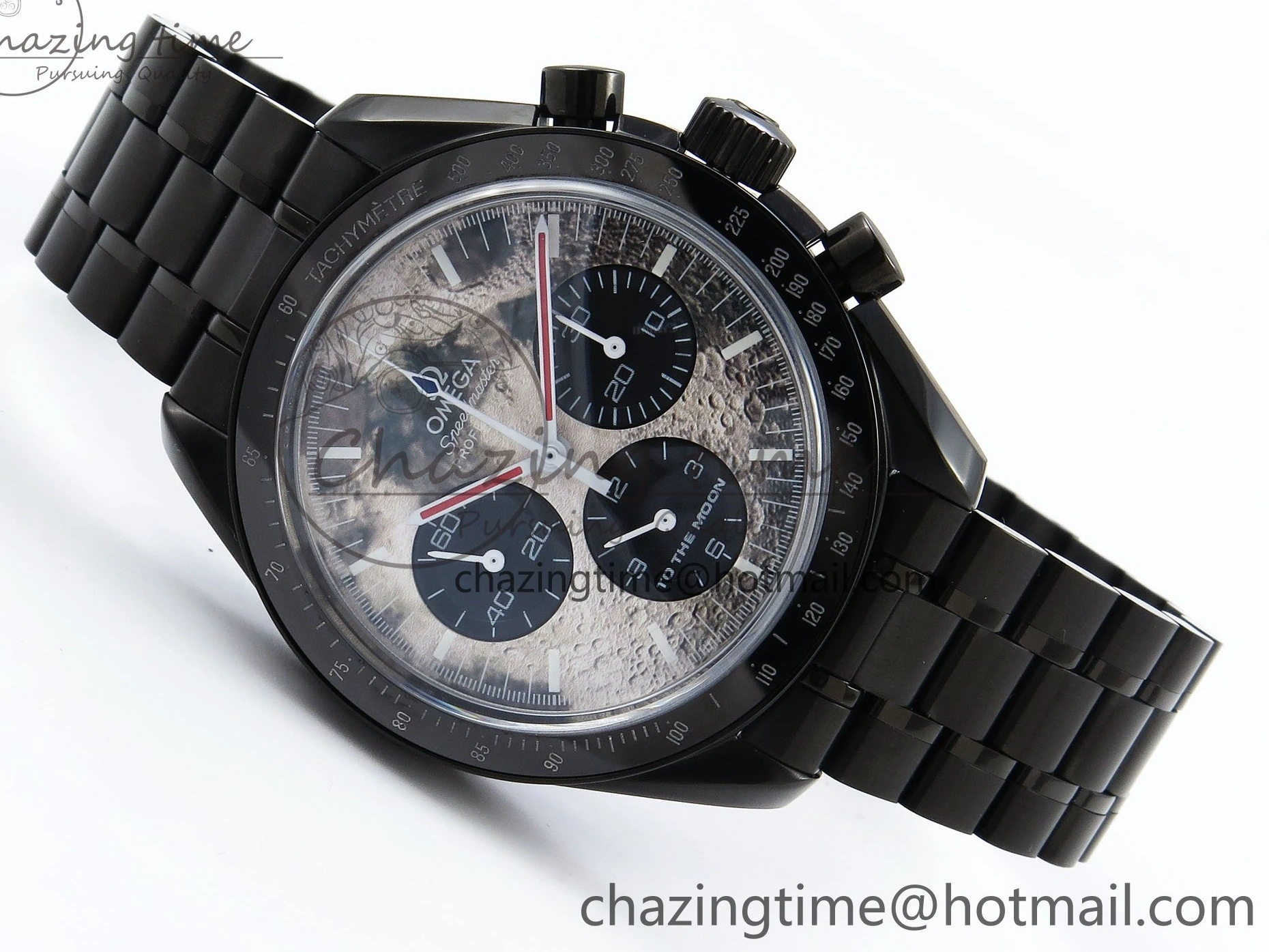 0307 Speedmaster Black Benom PVD Moon RMF Best Edition on PVD Bracelet Lemania HW WrinkleFree 7727